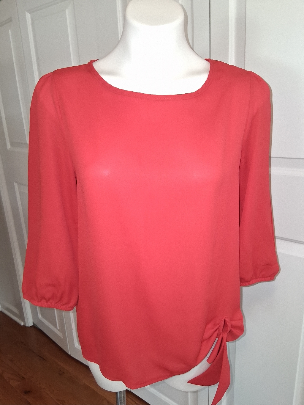 Womens Coral TieHem Blouse  Brand Mandy Evans